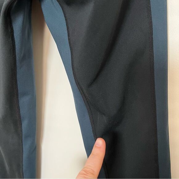 Free People Movement Leggings Small Black Blue High V Waistband Colorblock - Picture 8 of 15